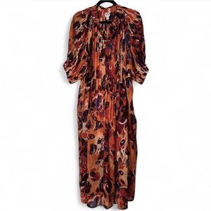 Worthington Orange Black Wrap Maxi Dress